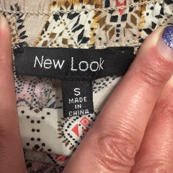 Boho Print High-Waisted Wide-Leg Pants Size S New Look Multicolor - Picture 3 of 8